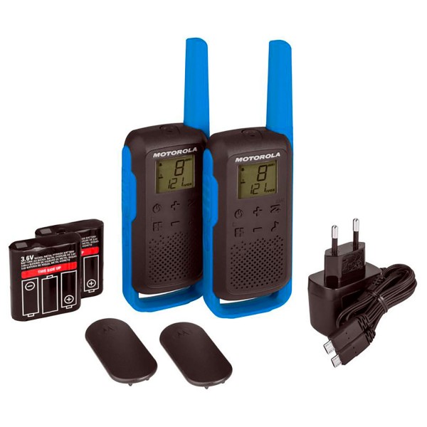 Motorola talkabout t62 azul walkie talkies 8km 16 canales pantalla lcd